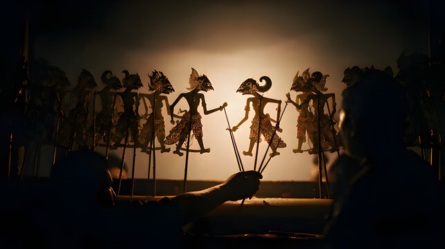 Traditional Indonesian Wayang Kulit Shadow Puppet Performance