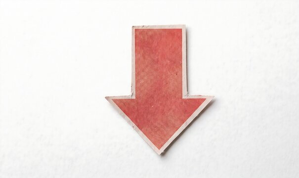 Vintage Red Downward Arrow Paper Cutout