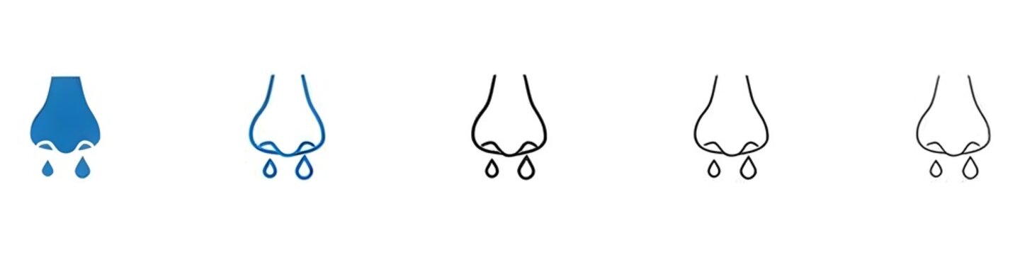 Stuffy nose icon vector set collection for web. Thin line customizable illustration. Contour symbol. Vector isolated outline drawing. Editable stroke