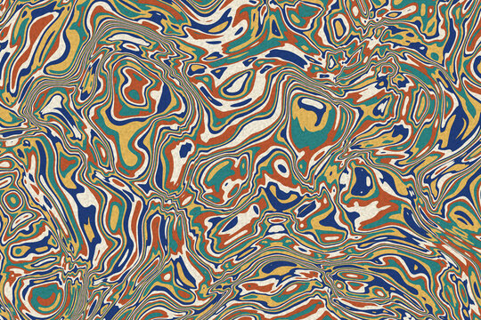 Marbled ink paper in indigo and rust