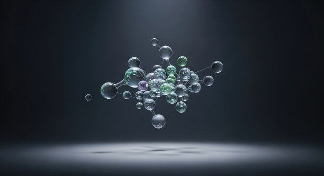 Abstract Molecular Structure Floating in Dark Space.