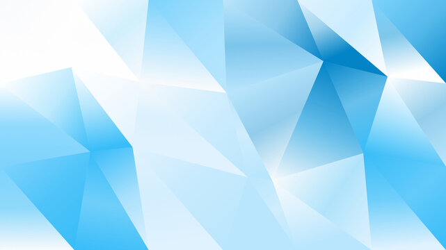 Abstract technology background featuring futuristic geometric blue and white low poly triangle facets for modern corporate banner, presentation, digital graphic art, wallpaper

