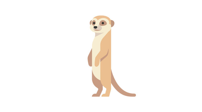 Meerkat standing upright in minimalist flat vector design