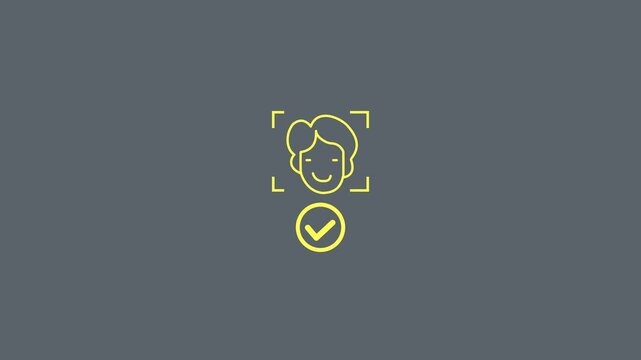 Face ID biometric facial recognition authentication. Secure technology for digital identification, verification and access control on man icon