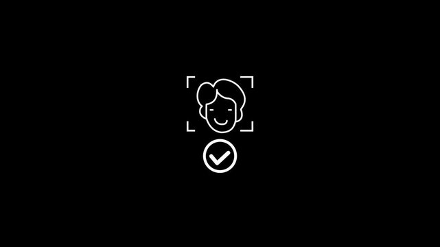 Face ID biometric facial recognition authentication. Secure technology for digital identification, verification and access control on man icon