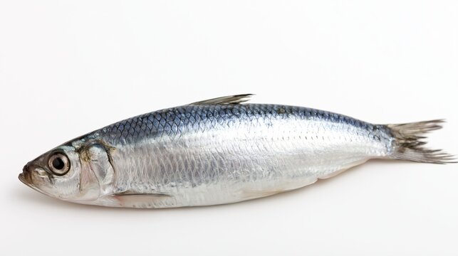 The Silver Fish on White Studio Background with Natural Lighting and Fresh Texture