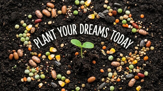 Planting Seeds of Dreams: A Young Sprout Emerges from Rich Soil, Inspiring Growth and New Beginnings
