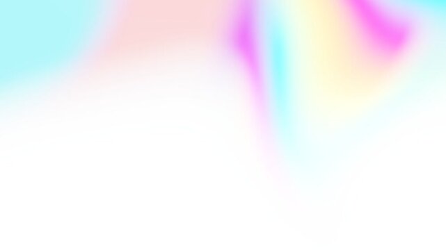 Prismatic opal liquid waves morphing with iridescent pastel gradients across bright white space for skincare product marketing