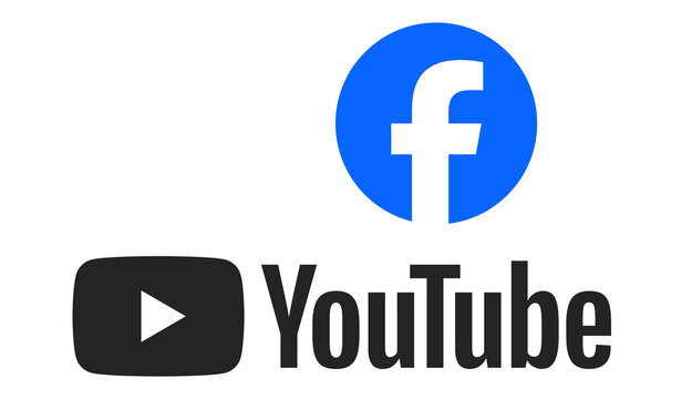 Instagram facebook and youtube brand icons representing social networking and video sharing platforms.