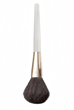 Professional Makeup Powder Brush with White Handle and Gold Ferrule