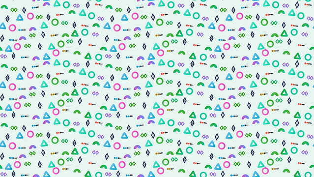 Seamless pattern of colorful geometric shapes