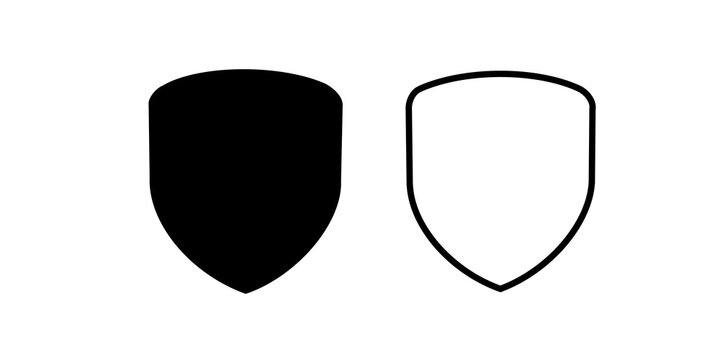 Protective shield icons with solid fill and stroke outlines for security.