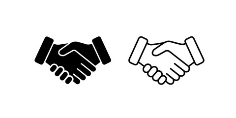 Black and outline handshake icons represent partnership and business agreement. © Naqeeb