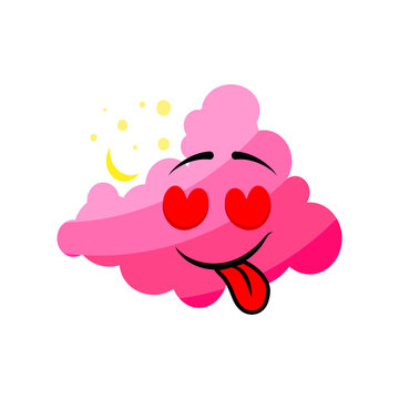 Cute cloud cartoon character, in love emoticon.