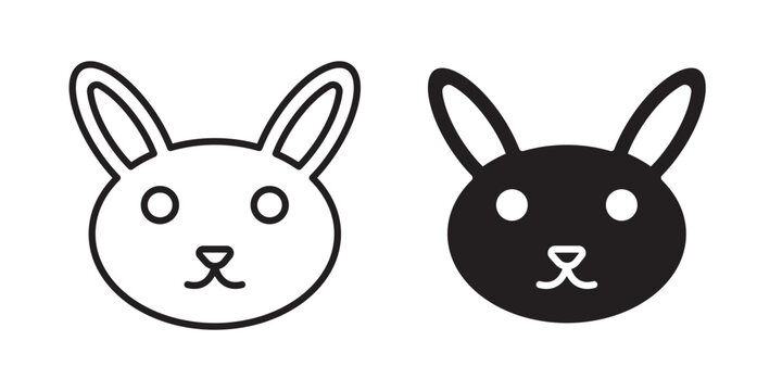 Rabbit icon flat outline in black