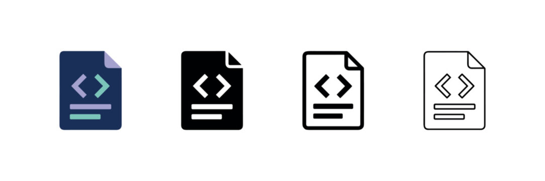 Coding file icon set for software development and website programming concept