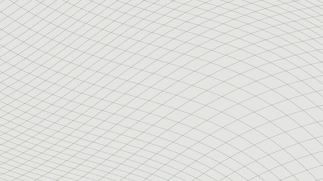 Waving Minimalist Black Wireframe Grid on Light Gray Background