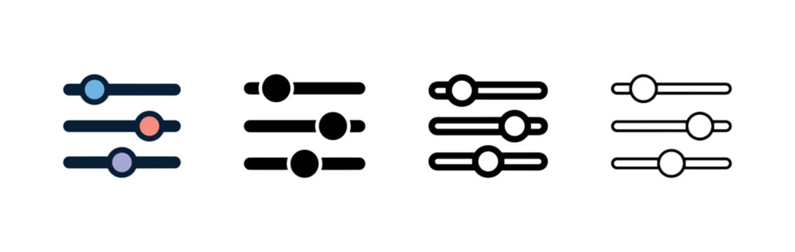 Horizontal sliders icon set for settings, filters, and configuration controls