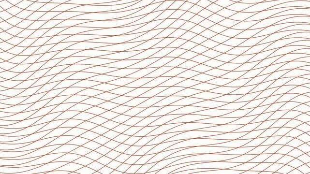 Waving Red Line Grid Pattern on White Background