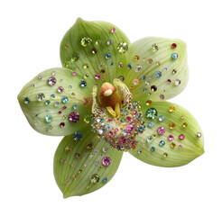 Naklejka premium PNG Orchid adorned with colorful gems.