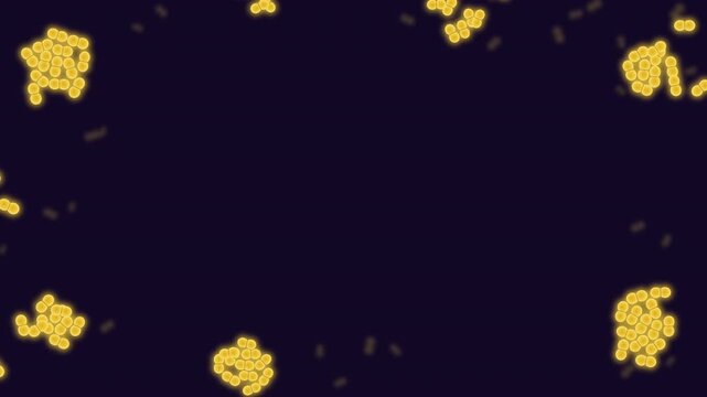 Common everyday bacteria. Yellow Enterococcus forming tight clusters under a glowing microscope