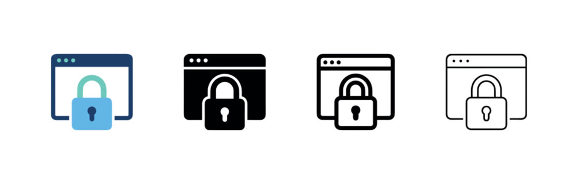 Secure Website Browser with SSL Padlock Icon Set