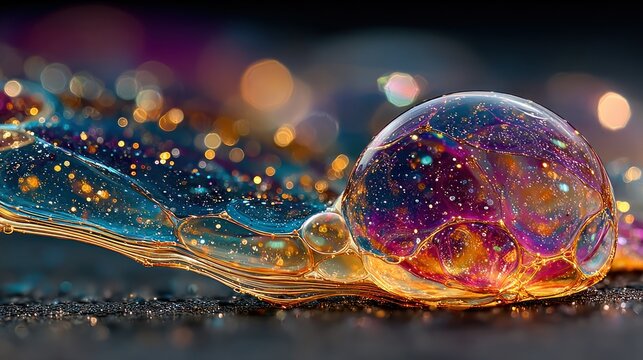 Colorful glass snail trail sparkles.