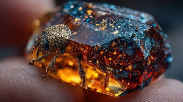 insect on large gemstone crystal.