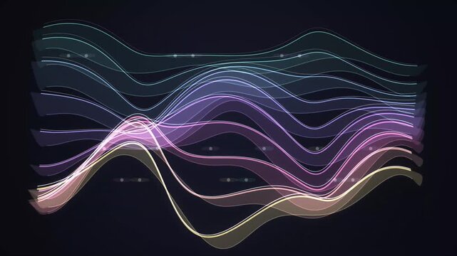 Abstract glowing wave lines motion background, colorful digital flowing data streams, futuristic technology animation for presentations