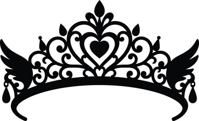 princess tiara crown queen royal vector silhouette icon graphic element isolated on white background © Creative Simz