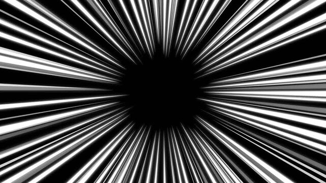 Abstract black and white radial speed lines bursting with energy loop. 4K Video