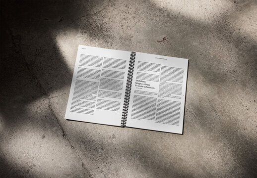 Mockup Of Open A4 Magazine With Customizable Spread