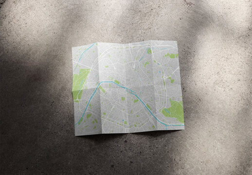 Mockup Of Customizable 8-Fold Paper Map