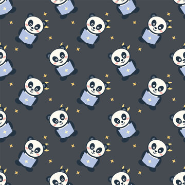 Kawaii Sleeping Panda Seamless Pattern for Kids Nightwear