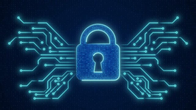 Cyber security and data protection with padlock circuit board