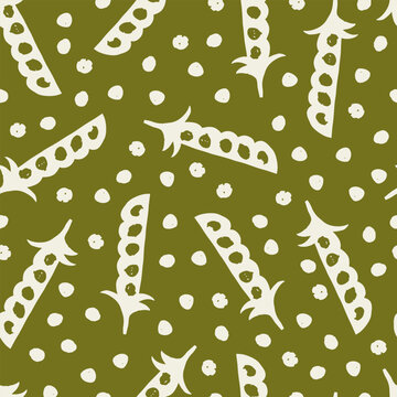 Green Pea Pods Seamless Pattern