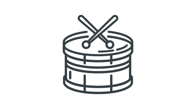 Snare drum with drumsticks music instrument band vector icon design illustration