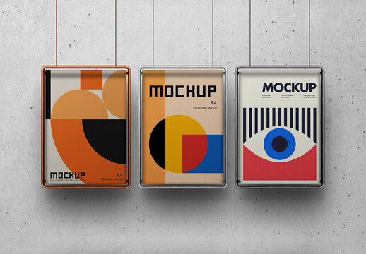 Poster Mockup - A4 Pipe Frame Vertical & Horizontal (6 Objects)