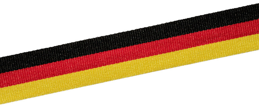 isolated german flag ribbon diagonal banner, national colors stripe