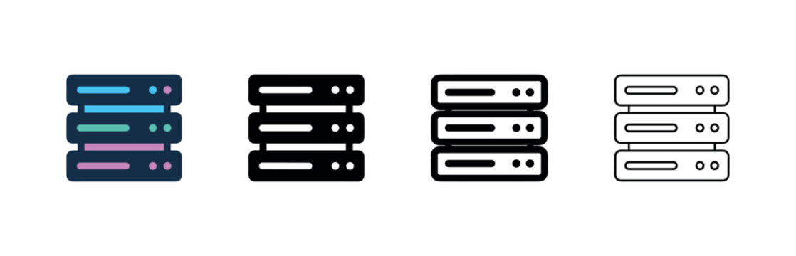 Data Storage and Server Rack Icons for Cloud Computing and Hosting