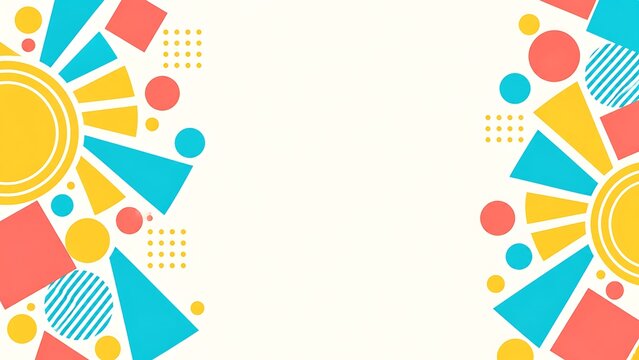 Abstract geometric shapes background with colorful circles triangles and squares pattern