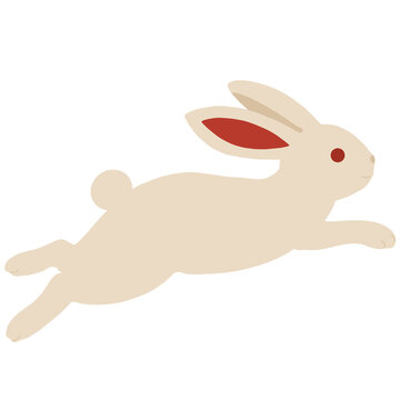 ute White Rabbit Leaping in Air Clipart