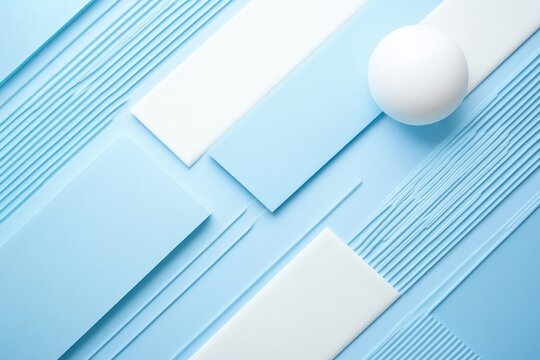 Light blue and white background, diagonal stripes of light-blue geometric shapes with an outline, each shape in varying shades to create depth, Generative AI