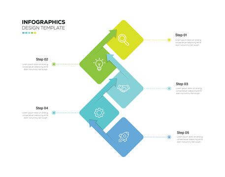 Arrow process Infographic with 3 step geometric shapes and business workflow Icons, project planning timeline template for presentation. Vector Illustration.