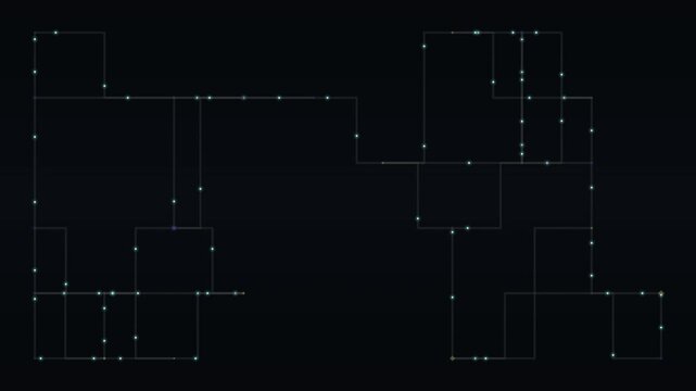 Glowing circuit traces and nodes looping across a dark abstract background.