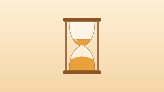 Hourglass sand timer running out and flipping over, time passing flat animation