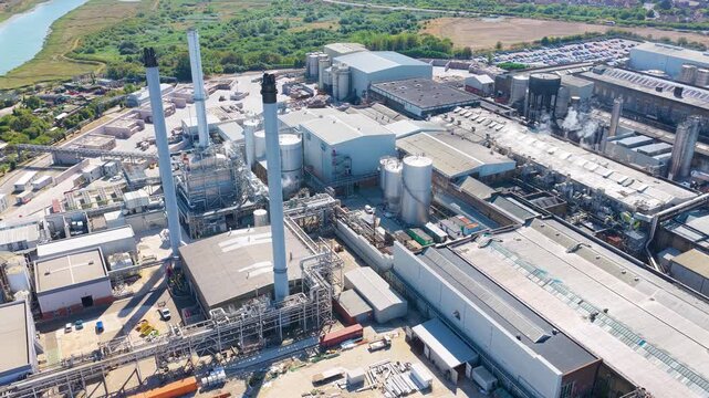 Aerial View of a Large Paper Mill Complex