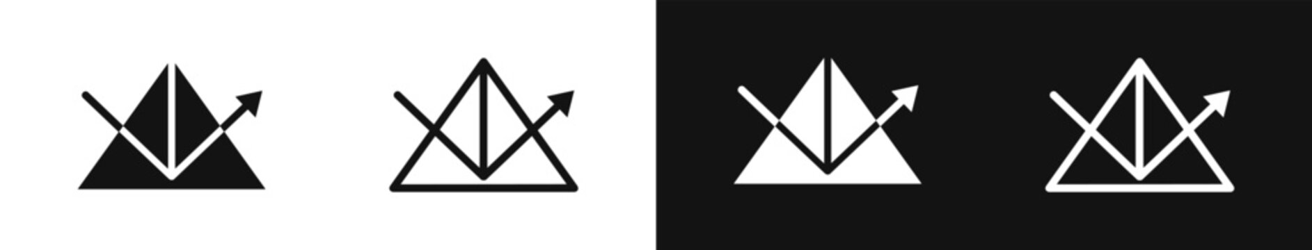 Prism or pyramid scientific physics optical experiment vector icon set