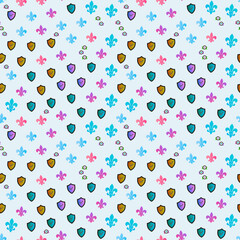 Fleur de lis and shield pattern with checkmarks © Winartitan7594w
