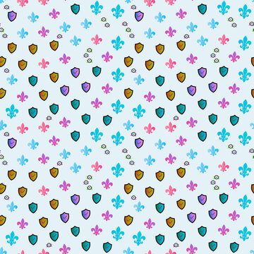 Fleur de lis and shield pattern with checkmarks